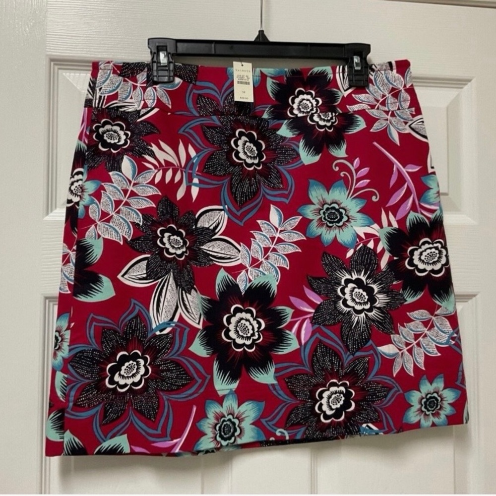 Talbots Red Floral Mini Skirt
